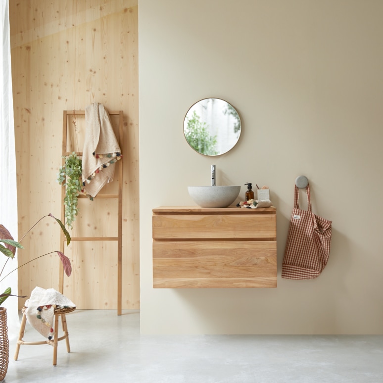 Jacob - Solid Teak 32'' Wall-Mounted Single Vanity