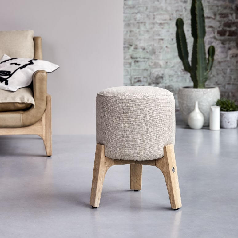 Drum - Puf Linen de roble macizo