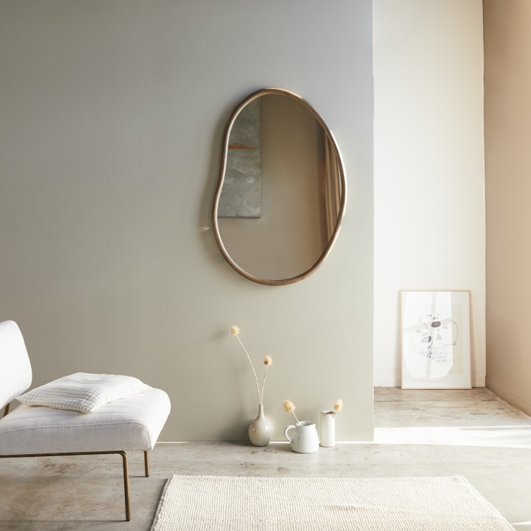 Dim - Espejo de madera de mindi de 100 cm x 70 cm