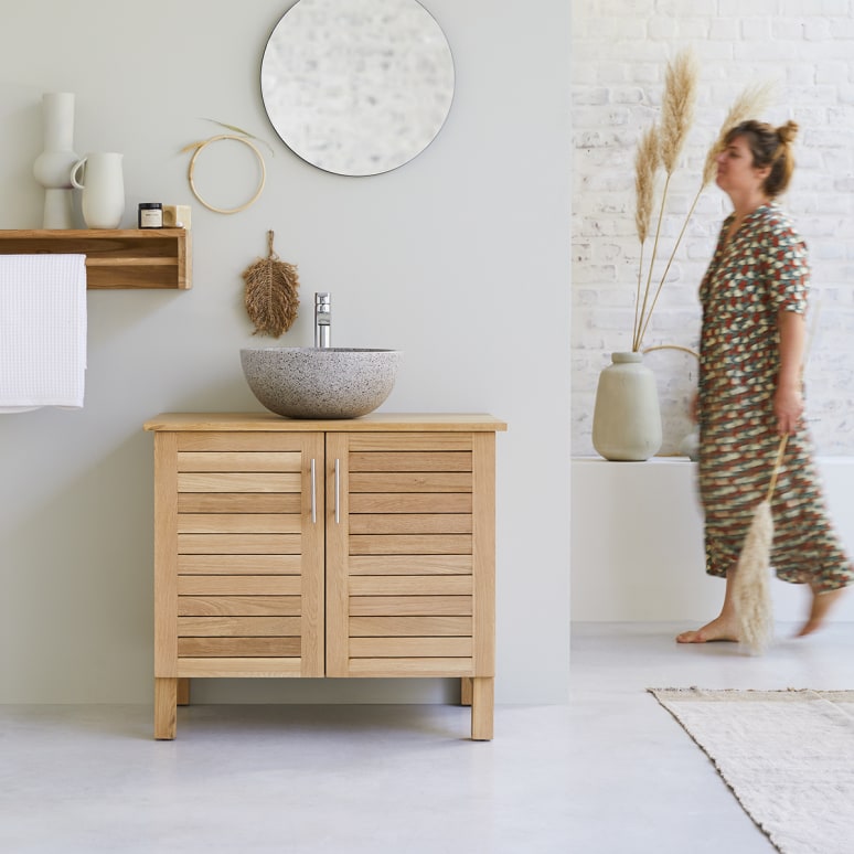 Soho - Mueble para lavabo de roble macizo de 85 cm