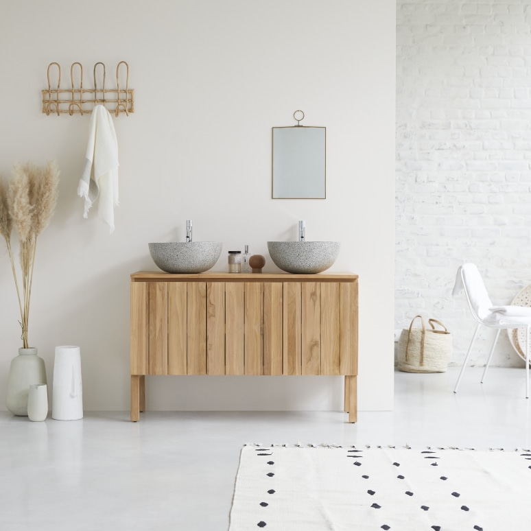 Jill - Mueble para lavabo de teca maciza de 120 cm