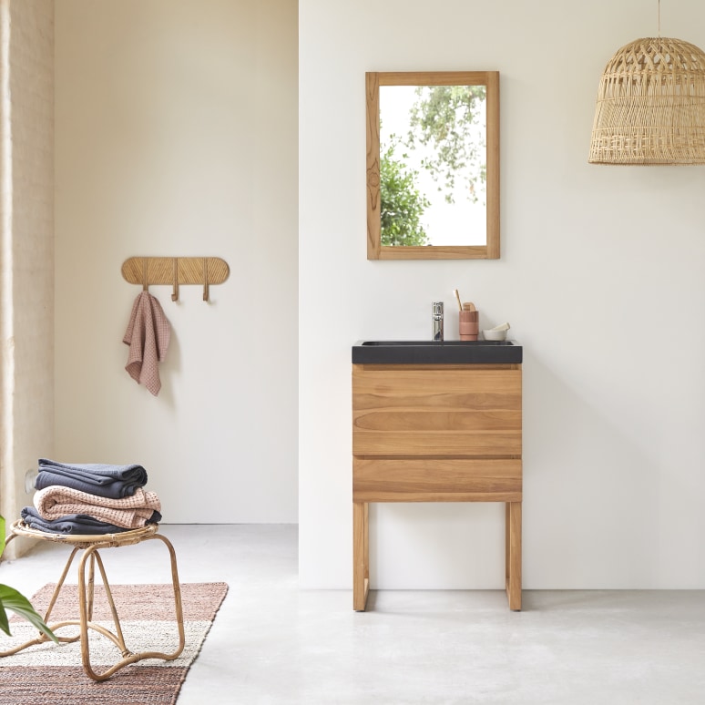 Edgar - Solid Teak and Lava Stone 23" Single Vanity