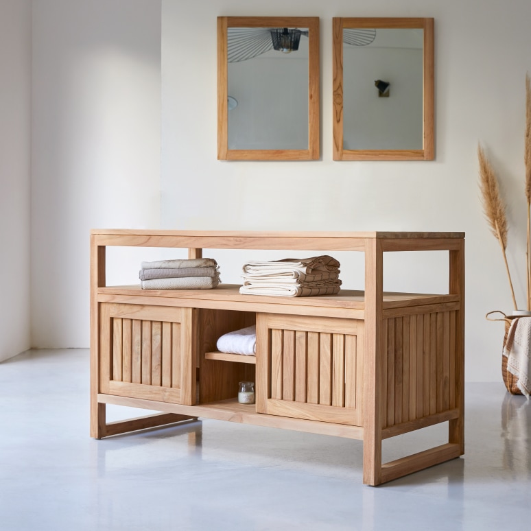 Colonial - Meuble de rangement en teck massif 120 cm